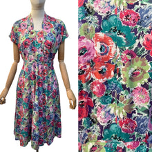 Load image into Gallery viewer, Original 1940’s Painterly Floral Dress - Petite Length - Bust 34