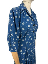 Load image into Gallery viewer, Original 1940's Volup American Made Blue and White Crepe Day Dress - Bust 40 42