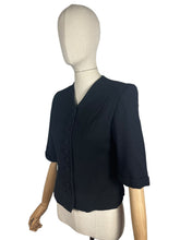Load image into Gallery viewer, Original 1940's Hershelle Black Wool Short Sleeved Jacketed with Covered Buttons - Bust 34