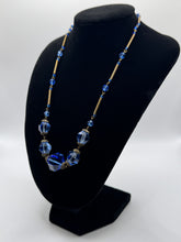Load image into Gallery viewer, Original 1930's Art Deco Blue Faceted Glass Necklace