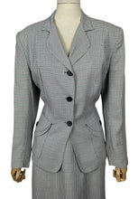 Load image into Gallery viewer, Original 1940's Red, Black and White Fine Houndstooth Check Lightweight Wool Suit - Bust 40"