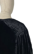 Load image into Gallery viewer, Original 1930’s Black Velvet Opera Coat by Peter Jones J Lewis with Incredible Pleated Shoulders and Balloon Sleeves - Bust 38 40 *