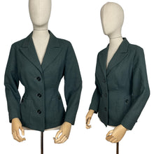 Load image into Gallery viewer, Original 1950's Women's Royal Voluntary Service Green Wool Jacket with Cherry Red Lining - Bust 38 *