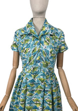 Load image into Gallery viewer, Original 1950's Roy Freres Green, Blue, White and Black Abstract Print Day Dress - Bust 36 38