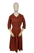 Load image into Gallery viewer, Original 1950's Red and Brown Check Wool Dress - Bust 34 35 *