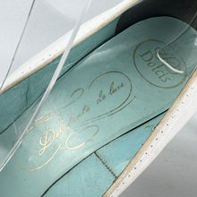 Load image into Gallery viewer, Original 1940's 1950's Dolcis Debutante de Luxe White Leather Peeptoe Heels - UK 5.5 6 *