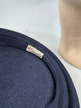 Load image into Gallery viewer, Original 1950's Navy Blue Straw Hat with Tassel Trim Made by Avalon