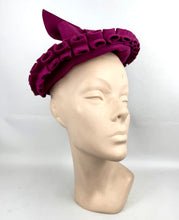 Load image into Gallery viewer, Original 1940’s Magenta Pink Felt Hat with Large Bow Trim by Louis of California