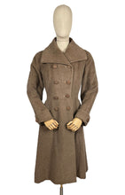 Load image into Gallery viewer, Original 1950's Fit and Flair Double Breasted Princess Coat in Light Brown Wool - Bust 36 38 *