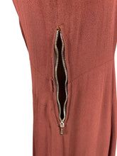 Load image into Gallery viewer, Original 1930's Warm Brown Crepe Dress with Embroidery and Soutache - Bust 36