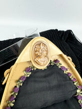 Load image into Gallery viewer, Original 1920's Antique Crochet Bag with Celluloid Frame with Cameo Clasp and Long Tassels *