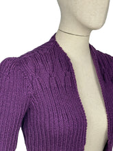 Load image into Gallery viewer, 1940's Reproduction Hand Knitted Bolero in Dark Purple - B34 36 38 40