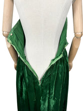 Load image into Gallery viewer, Original 1950’s Vibrant Green Velvet Halterneck Evening Dress - Bust 33