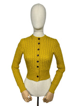 Load image into Gallery viewer, Reproduction 1940's Cable Knit Cardigan with Long Sleeves and Brown Buttons - Bust 32 34
