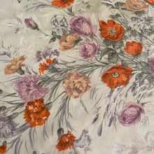 Load image into Gallery viewer, Original 1950's Floral Scarf in Orange and Purple - Great Headscarf for a Turban