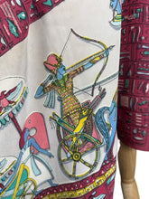 Load image into Gallery viewer, Original 1930’s Egyptian Revival Vibrant Crepe Scarf by Gaywear in Pink, Blue, Yellow and White