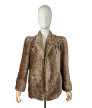 Load image into Gallery viewer, Original 1940's Faux Fur Brown Teddy Bear Edge to Edge Jacket - Bust 38