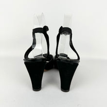 Load image into Gallery viewer, Original 1940's Black Suede High Shoes with Ankle Straps - Size 5.5 or 6 Narrow