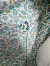 Load image into Gallery viewer, Original Volup 1940's Cotton Wraparound Apron in White, Green and Blue Floral - Bust 40 42 44 46 *