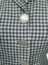 Load image into Gallery viewer, Original 1950's Blue, Black and White Check Dress with Lace Trim - Bust 34 35 *