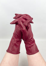 Load image into Gallery viewer, Original 1930's 1940's Burgundy Kid Leather Dents Bourne & Hollingsworth Gloves - Size 7 1/2 *