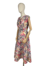 Load image into Gallery viewer, Original 1950's Nylon Dress with Full Circle Skirt in Grey, Red, Yellow and White - Bust 38 40 *