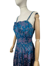 Load image into Gallery viewer, Stunning Original 1950's Sidney Smith Evening Dress in Blue, Pink and Green - Bust 36 *