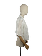 Load image into Gallery viewer, Vintage Edwardian Style Blouse in Fine Cotton Lawn with Mother of Pearl Buttons, Pintucks and Lace Trim - Bust 36 **