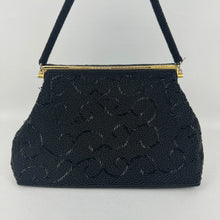 Load image into Gallery viewer, Original 1950's Black and Gold Heavily Beaded Evening Bag