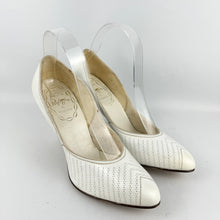 Load image into Gallery viewer, Original 1950's Milwards White Leather Stiletto Heels - UK 5.5 6