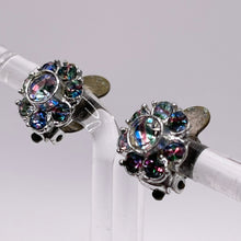 Load image into Gallery viewer, Original 1940's 1950's Teeny Iris Glass Flower Clip on Earrings