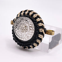 Load image into Gallery viewer, Original 1940's Black and White Wartime Make Do and Mend Wirework Brooch with Glass Button Middle *