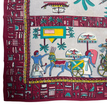 Load image into Gallery viewer, Original 1930’s Egyptian Revival Vibrant Crepe Scarf by Gaywear in Pink, Blue, Yellow and White