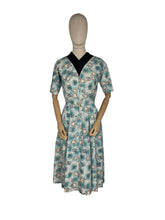 Load image into Gallery viewer, Original 1950's Ann Foster Atomic Print Belted Day Dress in Teal, White and Black - Reviersible - Bust 34