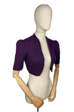Load image into Gallery viewer, 1940's Reproduction Hand Knitted Bolero in Dark Purple - B34 36 38 40