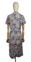 Load image into Gallery viewer, Original 1940’s 1950’s Bright Floral Cotton Summer Dress in Blue, Pink, Purple, Yellow and Turquoise - Bust 34 36 *