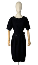 Load image into Gallery viewer, Original 1950’s Black Beaded Wool Wiggle Dress with Bow Trim from Budapest - Bust 40 42 *