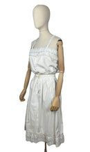 Load image into Gallery viewer, Antique Edwardian Combination Petticoat and Chemise Set in White Cotton with Pretty Silk Embroidery in Pink, Green and Blue