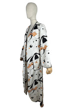 Load image into Gallery viewer, Original Vintage 1960's 1970's White, Black and Orange Robe with Novelty Umbrella Print - Bust 34 36