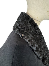 Load image into Gallery viewer, Original 1950’s Black Wool Jacket with Astrakhan Trim - Bust 34 35