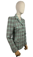 Load image into Gallery viewer, Original 1940's CC41 Blue, Grey and White Wool Check Single Breasted Jacket - Bust 34 35
