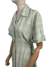 Load image into Gallery viewer, Original 1950's Linaco Plaid Cotton Day Dress in Blue, White and Yellow Check - Bust 40 42 *