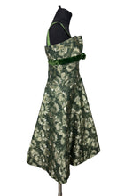 Load image into Gallery viewer, Original Kitty Copeland Green 1950's Nylon and Velvet Floral Cocktail Dress - Bust 30 32