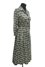 Load image into Gallery viewer, Original 1950's 1960's Geometric Print Cotton Belted Day Dress - Bust 33 34 *