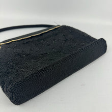 Load image into Gallery viewer, Original 1950's Black and Gold Heavily Beaded Evening Bag