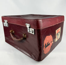 Load image into Gallery viewer, Original 1940's 1950's Burgundy Leather Travel Suitcase by Dinkie Luggage *