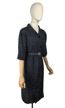 Load image into Gallery viewer, Original 1940's Black and White Petite Length Belted Day Dress - Bust 38 *