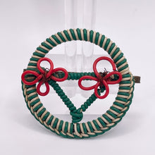 Load image into Gallery viewer, Original 1940's Green, White and Red Wartime Make Do and Mend Wire Brooch with Double Flower Middle *