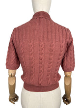 Load image into Gallery viewer, Reproduction 1930's Brown Hand Knitted Alpaca Wool Jumper with Pretty Cable Detail - Bust 34 36 38