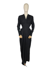 Load image into Gallery viewer, Original 1930's 1940's Black Crepe Long Sleeved Evening Dress with Back Belt - Bust 40 42